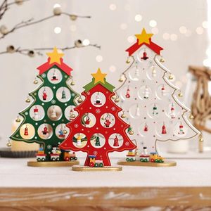 Weihnachtsdekorationen, DIY-Baum, Mini-Weihnachtsschmuck, handgefertigte Holzornamente für Kinder, Dekoration für Zuhause, Jahr 2024