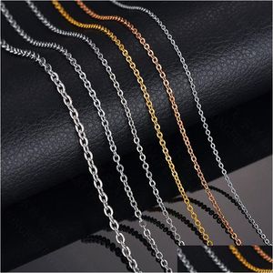 Correntes Titânio Aço Rolo Link Chains Colares Presentes 18K Banhado A Ouro Moda Design Simples Mulheres Nunca Fade O Cadeia Fit para Pingente Dhkp8