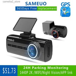 dvr per auto U750 Pro Dash Cam Vista posteriore GPS Auto Dashcam WIFI per fotocamera per auto 1440P 2K Videoregistratore Dvr inverso 24 ore Monitoraggio parcheggio Q231115