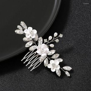 Hair Clips Icazo Xianmei Bridal Wedding Leaf Comb Luxury Artificial Crystal Party Holiday Headwear