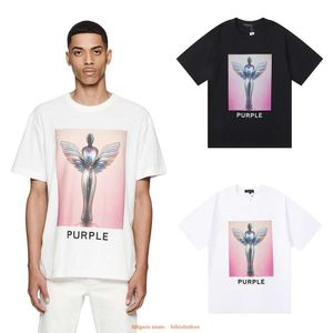 Tasarımcı Moda Giyim Tshirt Lüks Erkek Günlük Tees Amerikan Markası Mor Moru Liberty Trophy Stope Ödülü Baskılı Çift İplik Saf Pamuk Kısa Kollu Tshirt