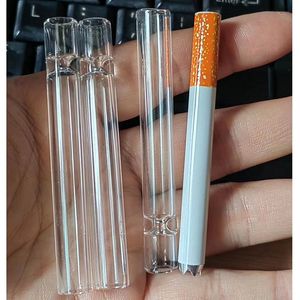 78mm glas Smoking Pipes Fladdermöss One Hitter Pipe Clear OG för tobak handpipor Vattenpipa tillbehör Snus Snorter Dispenser Tube Halm Sniffer oljebrännare OD 10mm