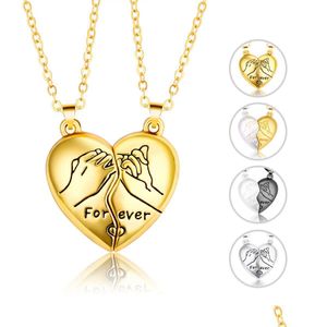 Pendant Necklaces Voleaf Fashion Couple Magnetic Necklaces Heart Pendant For Women Jewelry Wedding Accessories Anniversary Gift Vne121 Dhbgi