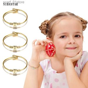 Chain ly Kids Initial Bracelets Stainless Steel Tiny Letter Personalized Gift For Baby Gold Color Heart Custom Bangles Handmade GiL231115