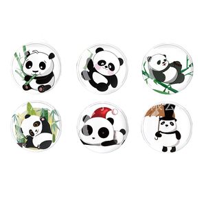 Cartoon Panda Magnetic Stick Crystal Glass Fridge Magnets Home Refrigerator Decoration Stickers 30MM