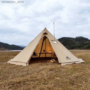 Tents and Shelters Upgraded 5M Oversized Pyramid Tent With Snow Skirt With Chimney Jacket Outdoor Camping Tent Hiking Awnings Shelter Teepee Tipi Q231117