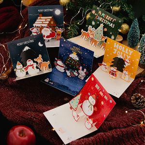 10pc gratulationskort 3D Folding Christmas Card Christmas Tree Winter Gift Popup Card Party Inbjudan Gift Nytt år GRÖG KORT JUBBGELAR Present 231115