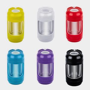 Smoking Colorful USB LED Lighting Magnifier Multifunction Herb Tobacco Spice Miller Jars Container Grinder Seal Storage Bottle Stash Case One Hitter