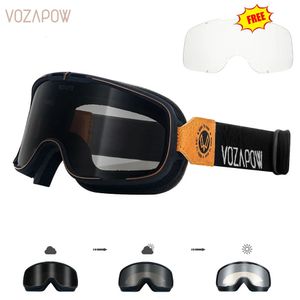 Outdoor Eyewear VOZAPOW Pochromic Motorcycle Goggles Polarized Retro Motocross Cycling Sunglasses Antifog Windproof Universal Glasses Eyewear 231114