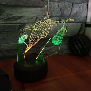 Tischlampen Fighter Visual Night 3d Light Creative Seven Color Touch Charging Led Stereo Geschenklampe für Schlafzimmer Schreibtisch