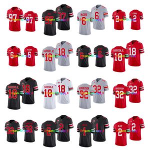 SL OSU OSU OHIO штат Buckeyes Football Jersey College 2 Emeka Egbuka 97 Джои Боса 6 Кайл МакКорд 18 Марвин Харрисон -младший 32 Тревейон Хендерсон