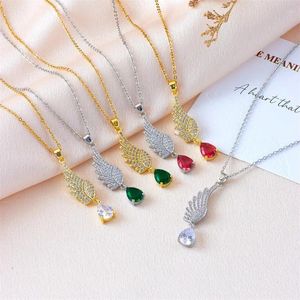 Pendant Necklaces Light Luxury Angel Wing Zircon Necklace Stainless Steel Fashion Geometric Choker Jewelry Party Gifts For Women Girls