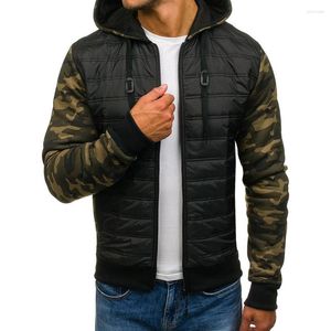 Erkekler Down Zogaa Erkekler Kış Ceketi Artı Beden Kamuflaj Tam Kollu Patchwork Zipper Hoodie Ceket Üst Kalı gündelik Parka 2023