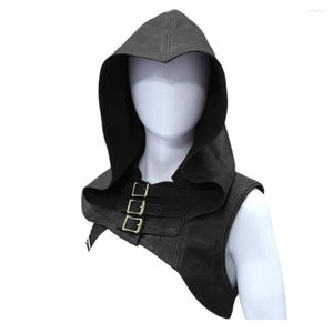 Men's Jackets Cool Halloween Costume Hood Solid Color Sleeveless Cowl Wind-proof Men Women For Performance