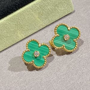 four leaf clover earrings Sterling silver earrings made of natural stones and shells Gold Plated 18K designer for woman T0P quality gift for girlfriend 013