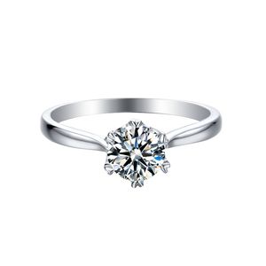 Anéis de joias de grife para mulheres anel de noivado de luxo anel de casamento solitário anel de luxo 925 anel de moissanite de prata La pierre de mosan 0,5ct 5mm anel M03D com caixa de presente