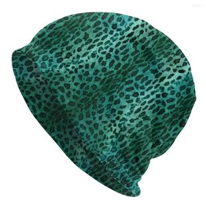 Berets Green Leopard Beanie Bonnet Knit Hats Men Women Fashion Unisex Animal Skin Print Winter Warm Skullies Beanies Caps