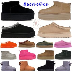 مصمم أستراليا تسممان البالغين الأطفال الشتاء النعال الدافئة الأطفال طفل Tazz الكاحل Snow Boot Shoes Short Fashion Chestnut Ultra Mini Platform الجوارب الحذاء 22-42 يورو