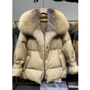 Damen Pelz Faux Real Jacke Frauen Winter Parka Damen Daunenmäntel mit natürlichem Kragen Verkauf von Gans 231114