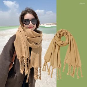 Sciarpe Donna Cachemire di lusso Colori solidi Sciarpa Scialle invernale e avvolgente Bandana Pashmina Nappa Foulard femminile Coperta spessa