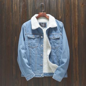 Herrenjacken Nowsaa Große Größe Herrenjacke und Mantel Trendy Warmes Fleece Dickes Denim Winter Herbst Jean Outwear Männlicher Cowboy Maxi