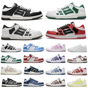 2024 Новые дизайнерские скелетные кости бегун с Skel Top Low Shoes am amiiriimiri Женщины мужчины роскошные ретро кроссовки черные белые кожаные кружевные туфли