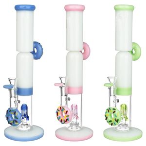 Vintage PUSLAR 14Inch Glass Bong Go Nuts For Donuts hookah Water pipe Oil Dab Rigs smoking can put customer logo by UPS DHL CNE