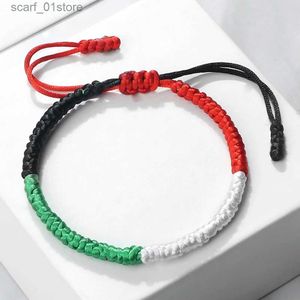 Cadeia Palestina Israel Bandeira Pulseira Verde Preto Azul Corda Trança Bangles Médio Oriente País Bandeiras Cor Kuwait Pulseiras Patriot GiftL231115