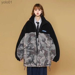 Herren Daunenparkas Patchwork Camouflage Gepolsterte Fleecejacke Winter Männer Paare Dicker Stehkragen Reißverschluss Vintage Gepolsterter Mantel Hochwertiger MantelL231115