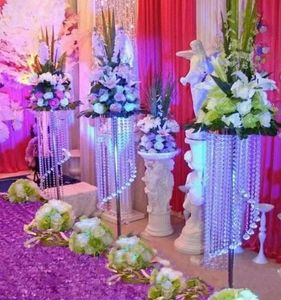 4pcs 80cm çiçek vazo bükülme şekli Stand Altın Gümüş Düğün Masa Merkez Parti Partisi Dekorasyonu için Kristal Yol Kurşun