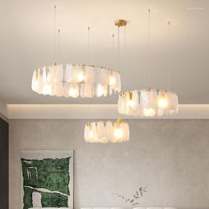 Lampadari Lampadario in rame per soggiorno Lampada a sospensione rotonda Lampadari di lusso per la decorazione della casa Sala da pranzo Illuminazione a led