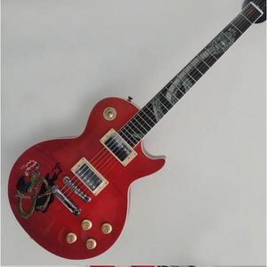 Customized electric guitar, red tiger flame pattern decoration, three-dimensional pattern decoration, free shipping