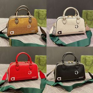 Designer Bolsa de viagem com marca co-brandada Bola de couro genuína Moda de retalhos de retalhos de retalhos de travesseiro de travesseiro listrado Mulheres de alta qualidade Mulheres de ombro de crossbody Boston