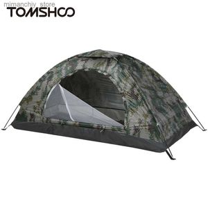 Tält och skyddsrum Tomshoo 1/2 Person Ultralight Camping Tent Sing Layer Portab Trekking Tent Anti-UV Coating Upf 30+ för utomhusstrandfiske Q231117