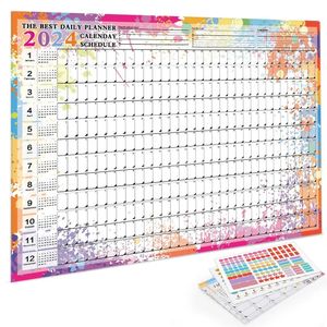 Kalender 2024 vägg hängande kalender kawaii årlig planerare ark memo pad to do list agenda schema arrangör check lista hemmakontor 231115