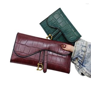 Wallets Women Pesses Bolsas de designer de luxo Crocodilo PU couro fêmea Bolsa de embreagem Dinheiro Clipe Ladies Carteira Trifold