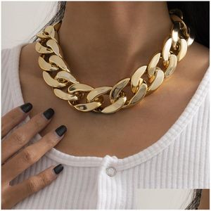 Chokers Fashion Simple Geometric Square Buckle Ladies Charm Necklace For Women Heavy Ccb Chunky Chain Statement Necklaces Punk Jewelry Dhb6I