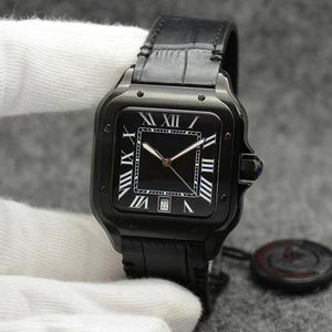 Męski luksusowy zegarek kwadratowy 40 mm Sapphire Crystal Glass Glass Romer Mande Znak składany zegarek Burza Montre de Luxe Watch Factory Watch