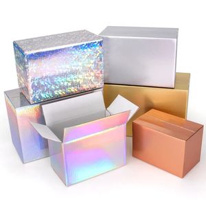 Pudełka na biżuterię kolor pudełko prezentowe złota srebrna laserowa papierowa papierowa magazyn biżuterii Mały karton obsługuje dostosowany rozmiar i wydrukowany 231115