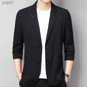 Giacche da uomo Blazer neri Giacca da uomo in cotone e lino Primavera Estate Cappotto lungo grigio allentato da lavoro Casual Blazer da uomo di lussoL231115