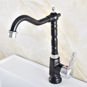 Küchenarmaturen Schwarz Öl eingerieben Bronze Poliertes Chrom Messing Wet Bar Waschbecken Wasserhahn Schwenkauslauf Mischbatterie Einloch Mnf488