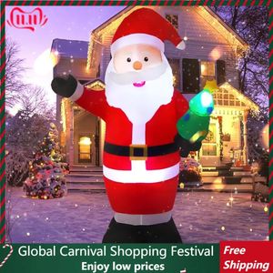 Decorative Objects Figurines 8FT Christmas Inflatable Santa Claus Holding Xmas Tree Builtin LED Lights for Holiday Garden Lawn Patio Decor 231115