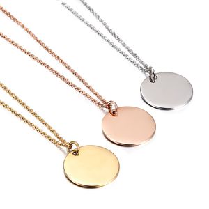 Blank DIY Necklace Stainless Steel Round Pendant Necklace Fashion Jewelry Accessories Christmas Gift