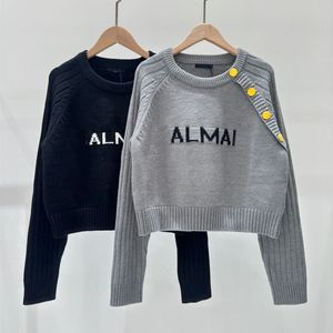 Womens Knits sweaters Buttons Knitted jumper tops sweater luxury designer autumn winter grey black crochet letter long sleeves knitwear clothes