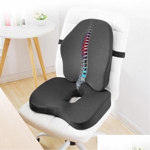 Cushion/Decorative Pillow Cushion/Decorative Pillow Memory Foam Lumbar Support Chair Cushion Orthopedic Seat For Car Office Back Sets Dhszr