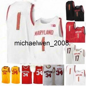 Mich28 Maryland College Basketbol Forması 21 Makhi Mitchell 22 Makhel Mitchell 24 Donta Scott 25 Jalen Smith Erkek Kadın Gençlik Özel Dikiş