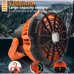 Latarnia kempingowa 5200 mAh LED Fan Fan Light Outdoor Lantern Fan Lampa Pilot Control USB ładowanie przenośnego namiotu na kempingu Bank Power Bank Q231116