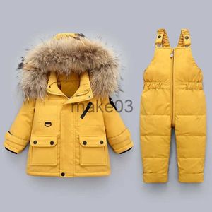 Down Coat 2pcs conjunto de roupas NOVOS meninos inverno jaqueta de bebê menina roupas macacão crianças engrossar casaco quente parka sobretudo crianças snowsuit J231115