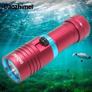 Lanterna de acampamento Melhor Lanterna de Mergulho Lanterna de Mergulho Lâmpada Subaquática LED Luzes de Mergulho XML L2 3800 lúmen Tocha para Camping Pesca Q231116