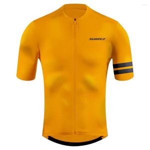 Yarış Ceketleri Yaz Bisiklet Erkekler Sarı Kısa Kollu Formalar Ropa Ciclismo Maillot Hombre Mountain Bike T-Shirts Spor Giyim